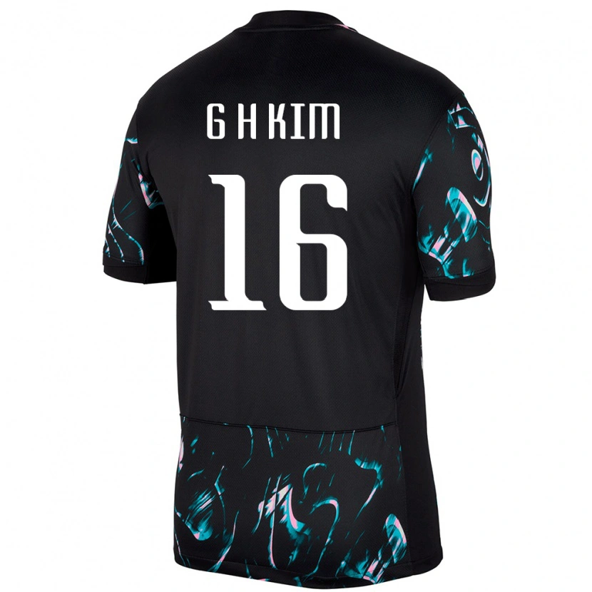 Danxen Mujer Camiseta Corea Del Sur Kim Gyeong Hwan #16 Negro 2ª Equipación 24-26 La Camisa