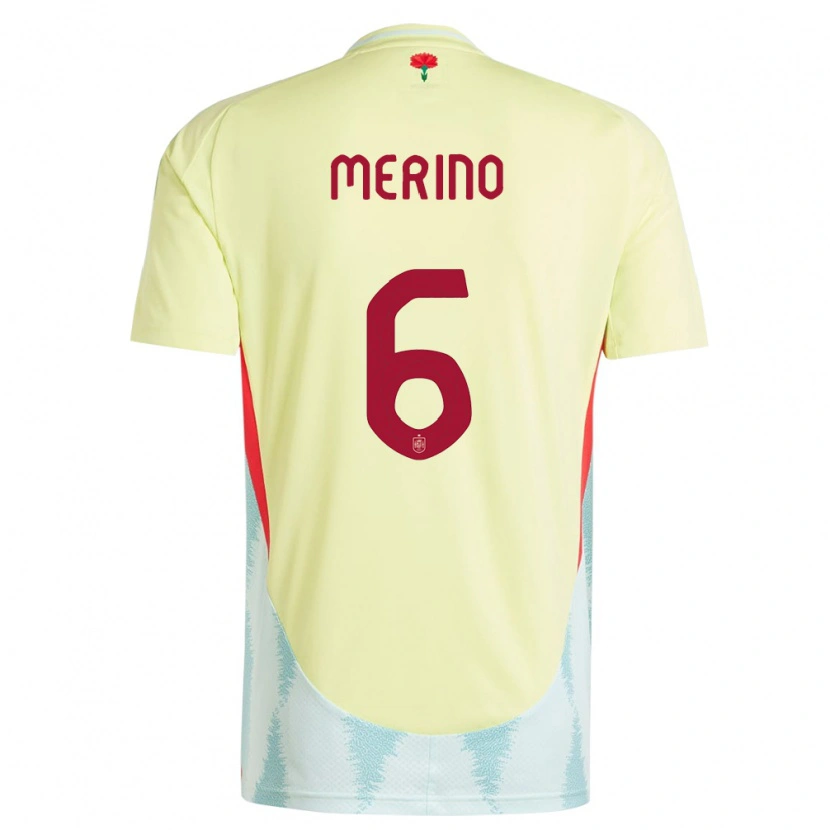 Danxen Mujer Camiseta España Mikel Merino #6 Amarillo 2ª Equipación 24-26 La Camisa