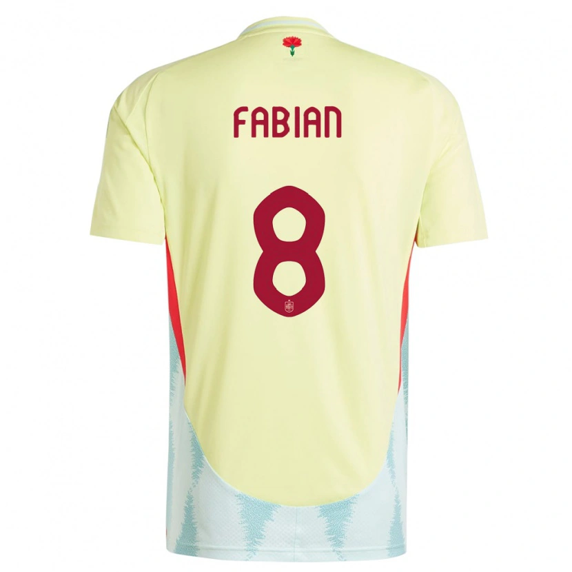 Danxen Mujer Camiseta España Fabián Ruiz #8 Amarillo 2ª Equipación 24-26 La Camisa