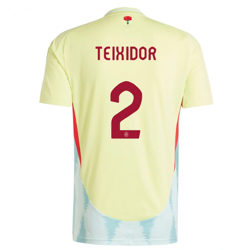 Danxen Mujer Camiseta España Nil Teixidor #2 Amarillo 2ª Equipación 24-26 La Camisa