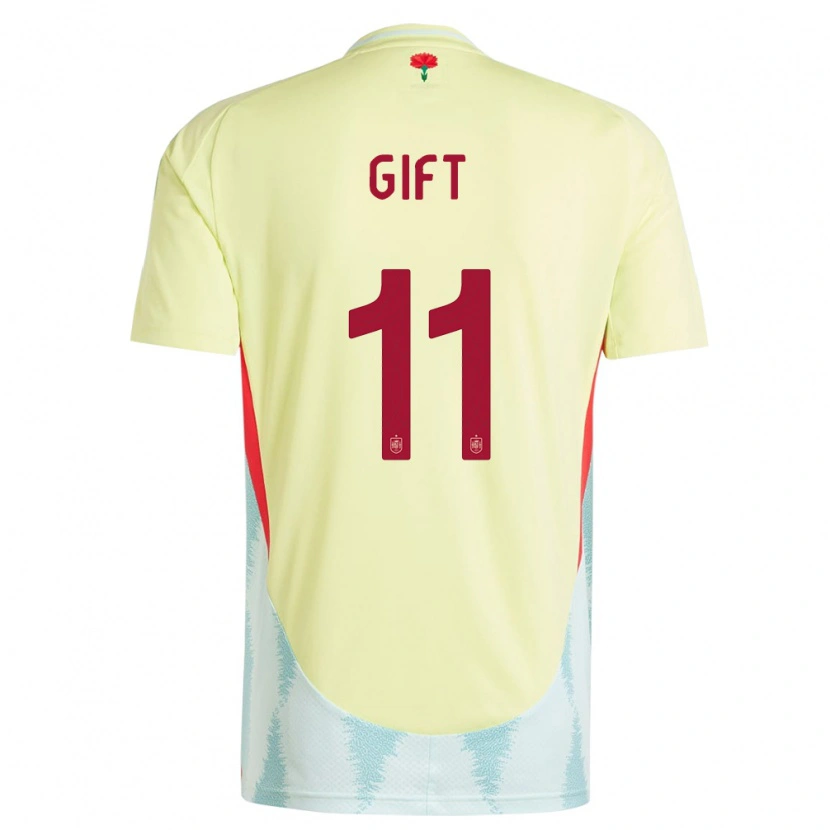 Danxen Mujer Camiseta España Elijah Gift #11 Amarillo 2ª Equipación 24-26 La Camisa