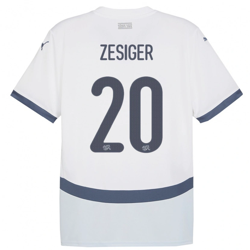 Danxen Mujer Camiseta Suiza Cédric Zesiger #20 Blanco 2ª Equipación 24-26 La Camisa