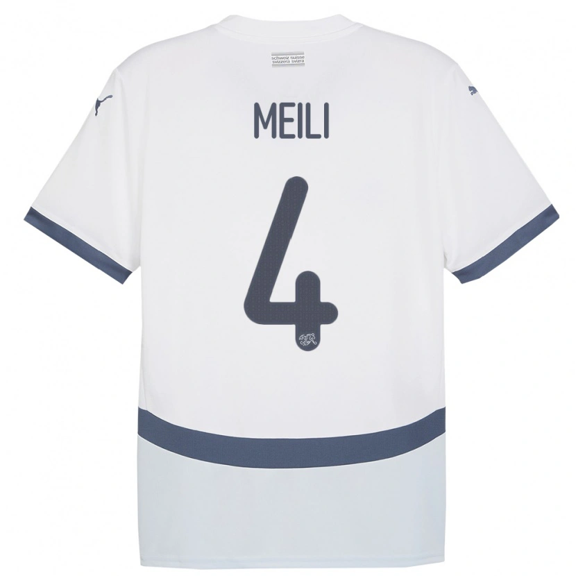 Danxen Mujer Camiseta Suiza Ezequiel Meili #4 Blanco 2ª Equipación 24-26 La Camisa