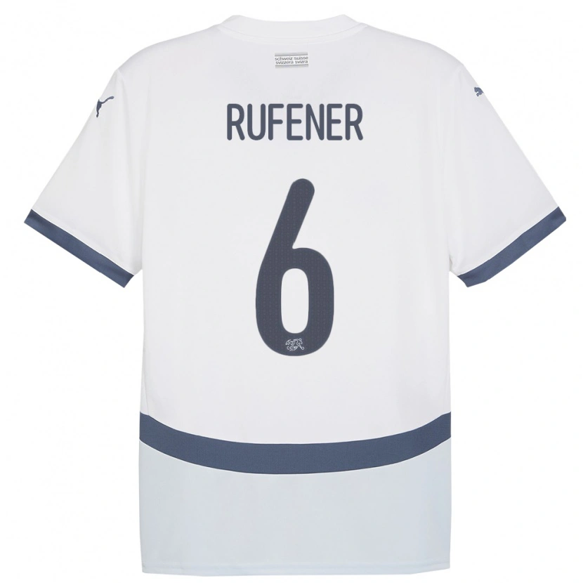 Danxen Mujer Camiseta Suiza Elio Rufener #6 Blanco 2ª Equipación 24-26 La Camisa