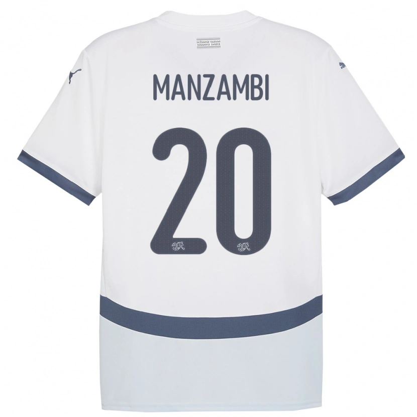 Danxen Mujer Camiseta Suiza Johan Manzambi #20 Blanco 2ª Equipación 24-26 La Camisa