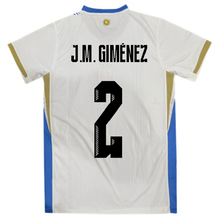 Danxen Mujer Camiseta Uruguay José María Giménez #2 Blanco Azul 2ª Equipación 24-26 La Camisa
