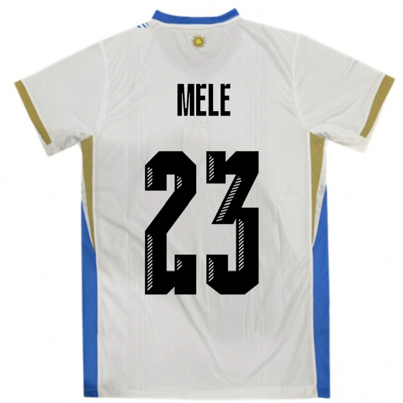 Danxen Mujer Camiseta Uruguay Santiago Mele #23 Blanco Azul 2ª Equipación 24-26 La Camisa