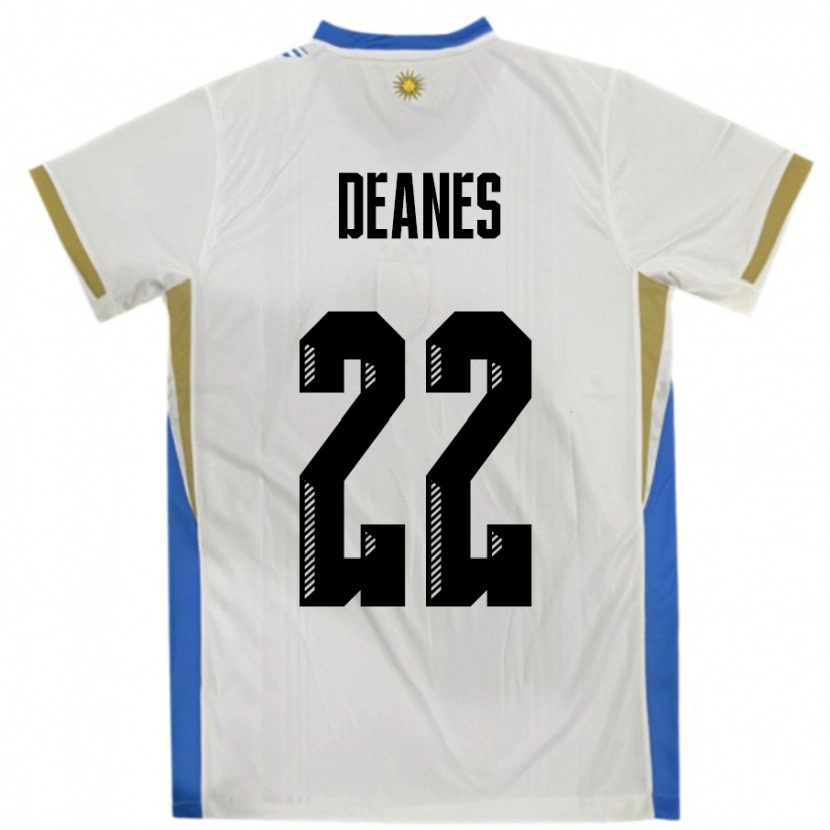 Danxen Mujer Camiseta Uruguay Tiago Deanes #22 Blanco Azul 2ª Equipación 24-26 La Camisa