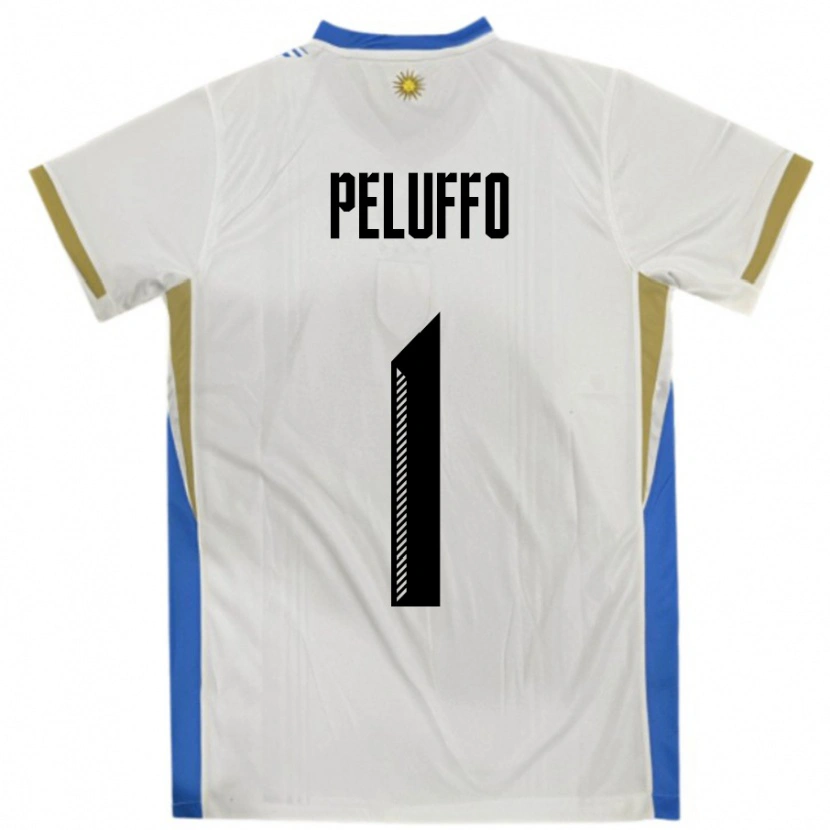 Danxen Mujer Camiseta Uruguay Daniel Peluffo #1 Blanco Azul 2ª Equipación 24-26 La Camisa