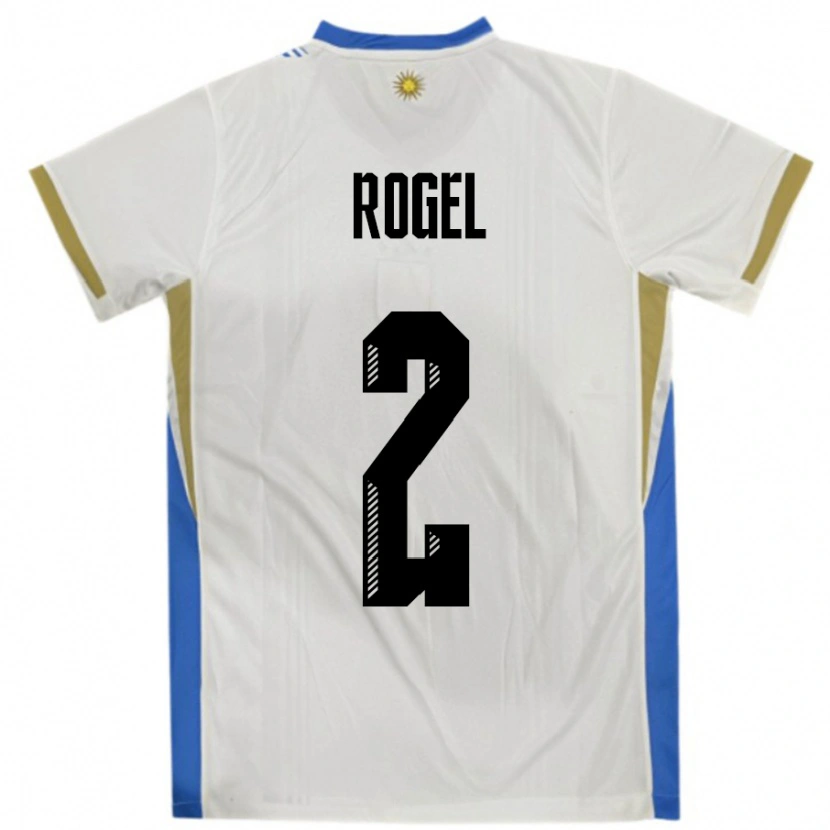 Danxen Mujer Camiseta Uruguay Agustin Rogel #2 Blanco Azul 2ª Equipación 24-26 La Camisa