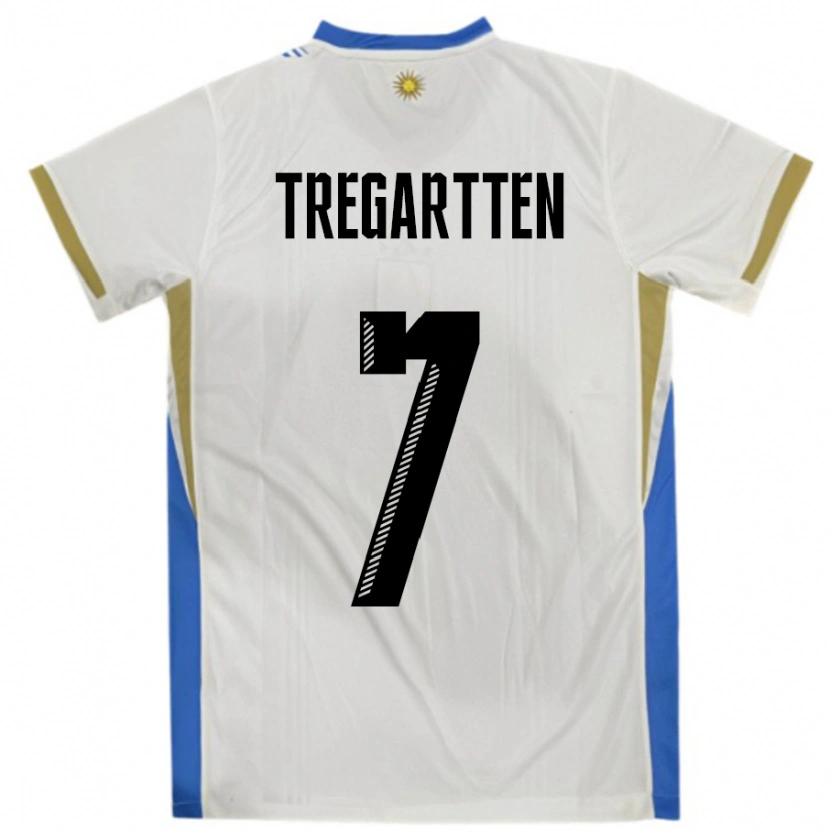 Danxen Mujer Camiseta Uruguay Stephanie Tregartten #7 Blanco Azul 2ª Equipación 24-26 La Camisa