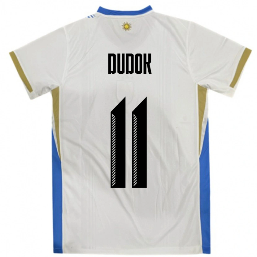 Danxen Mujer Camiseta Uruguay Rodrigo Dudok #11 Blanco Azul 2ª Equipación 24-26 La Camisa