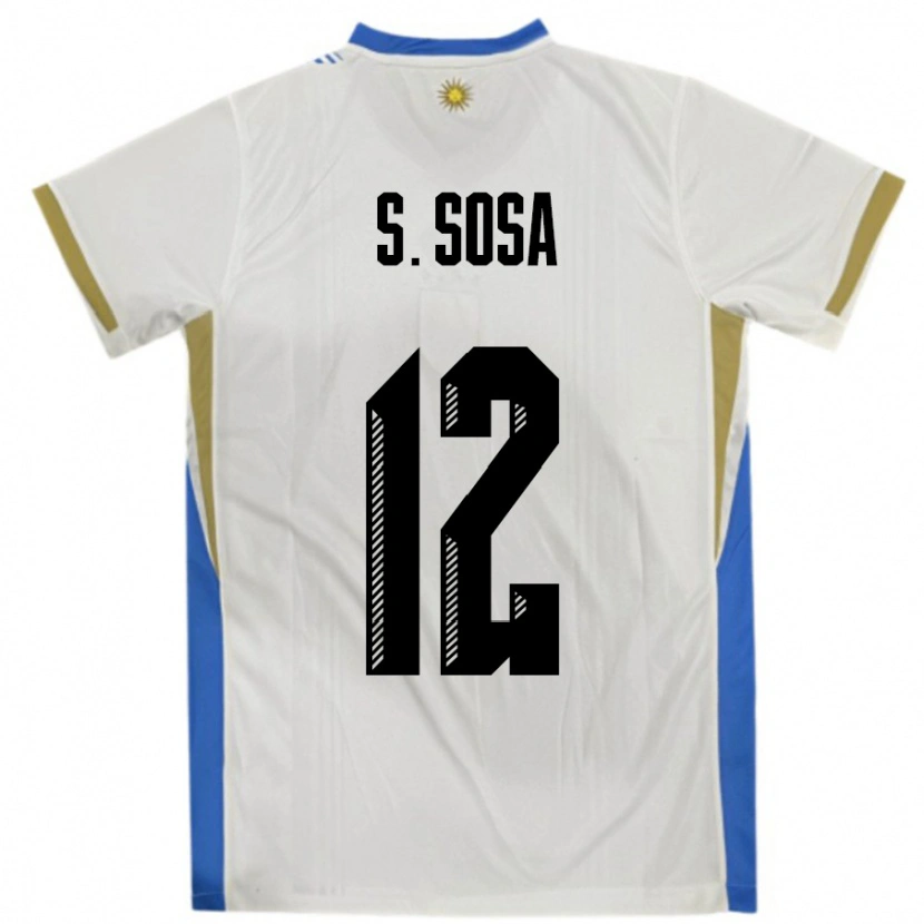Danxen Mujer Camiseta Uruguay Sebastian Sosa #12 Blanco Azul 2ª Equipación 24-26 La Camisa