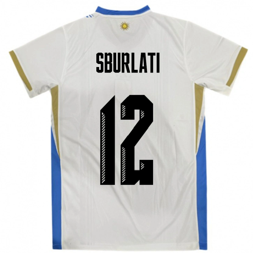 Danxen Mujer Camiseta Uruguay Vanina Sburlati #12 Blanco Azul 2ª Equipación 24-26 La Camisa