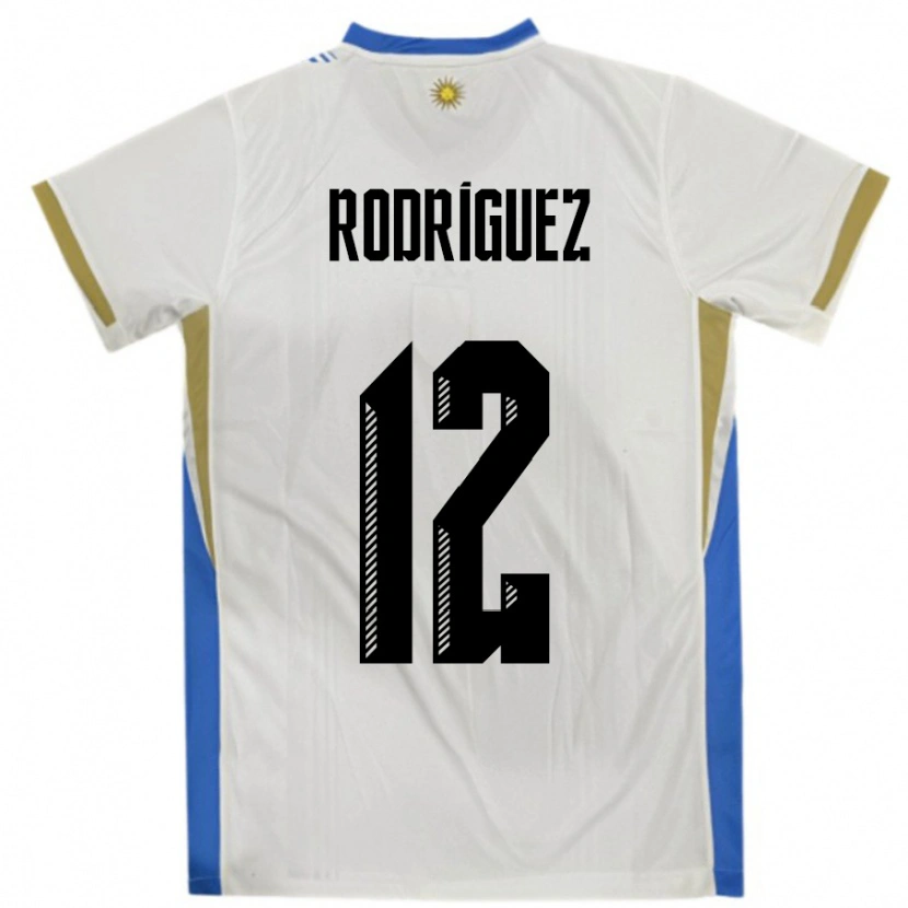 Danxen Mujer Camiseta Uruguay Randall Rodriguez #12 Blanco Azul 2ª Equipación 24-26 La Camisa