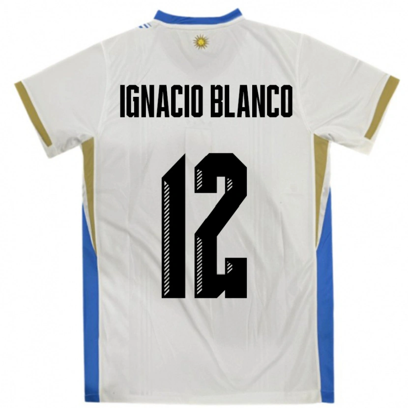 Danxen Mujer Camiseta Uruguay Juan Ignacio Blanco #12 Blanco Azul 2ª Equipación 24-26 La Camisa
