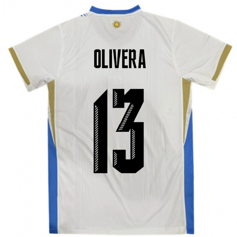 Danxen Mujer Camiseta Uruguay Sofia Olivera #13 Blanco Azul 2ª Equipación 24-26 La Camisa