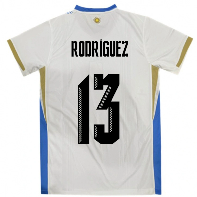 Danxen Mujer Camiseta Uruguay Agustin Rodriguez #13 Blanco Azul 2ª Equipación 24-26 La Camisa