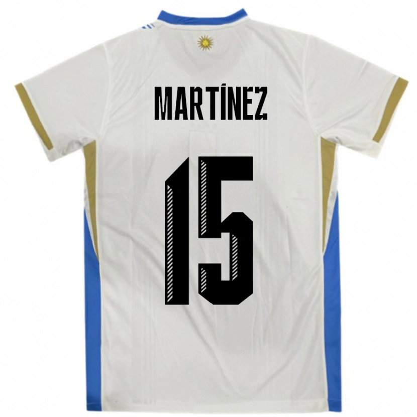 Danxen Mujer Camiseta Uruguay Rocio Martinez #15 Blanco Azul 2ª Equipación 24-26 La Camisa