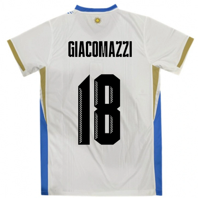 Danxen Mujer Camiseta Uruguay Sebastian Giacomazzi #18 Blanco Azul 2ª Equipación 24-26 La Camisa
