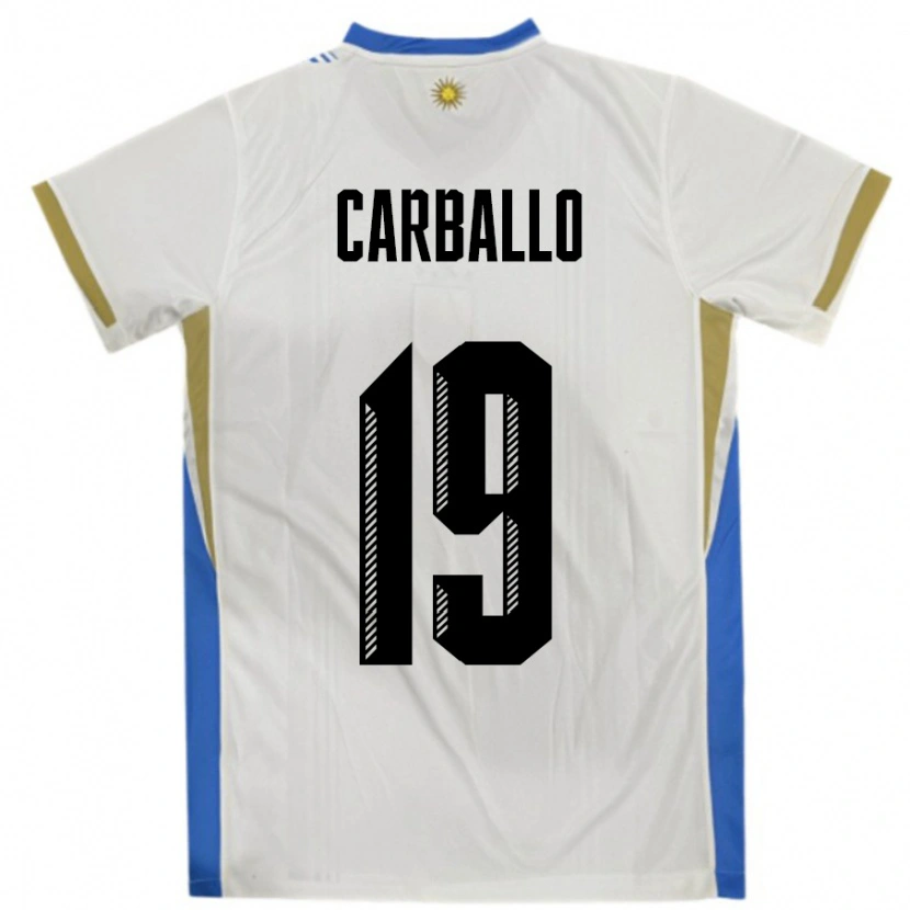 Danxen Mujer Camiseta Uruguay Wendy Carballo #19 Blanco Azul 2ª Equipación 24-26 La Camisa