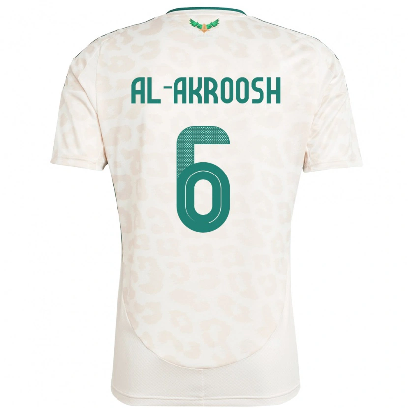 Danxen Mujer Camiseta Arabia Saudita Hassan Al-Akroosh #6 Blanco 2ª Equipación 24-26 La Camisa