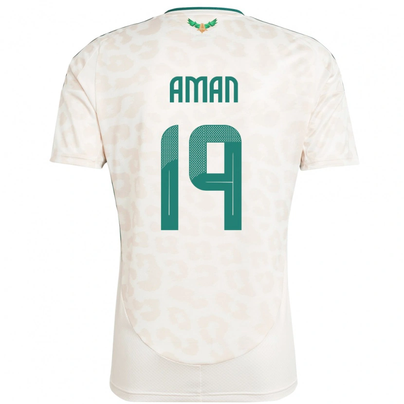 Danxen Mujer Camiseta Arabia Saudita Awad Aman #19 Blanco 2ª Equipación 24-26 La Camisa