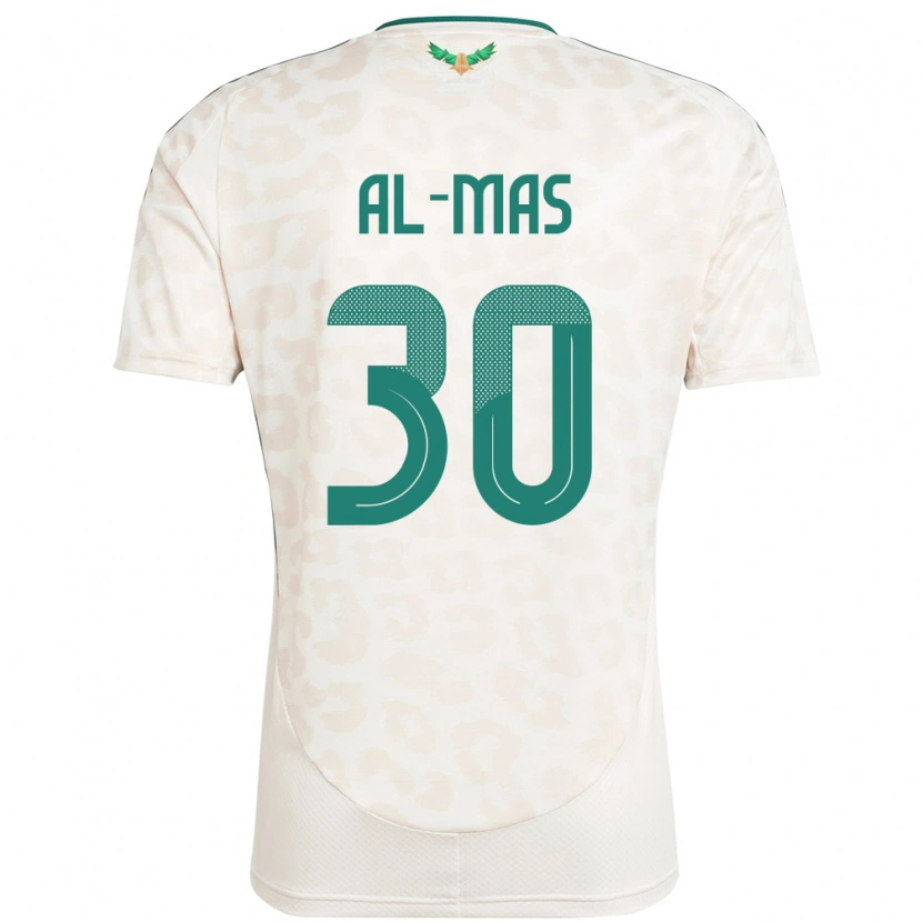 Danxen Mujer Camiseta Arabia Saudita Abdullah Al-Mas #30 Blanco 2ª Equipación 24-26 La Camisa