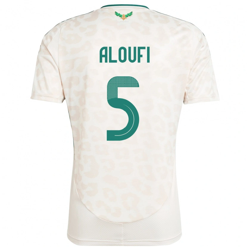 Danxen Mujer Camiseta Arabia Saudita Mohammed Aloufi #5 Blanco 2ª Equipación 24-26 La Camisa