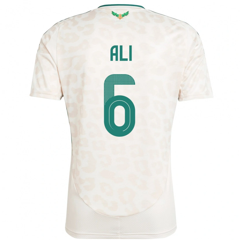 Danxen Mujer Camiseta Arabia Saudita Amjad Ali #6 Blanco 2ª Equipación 24-26 La Camisa