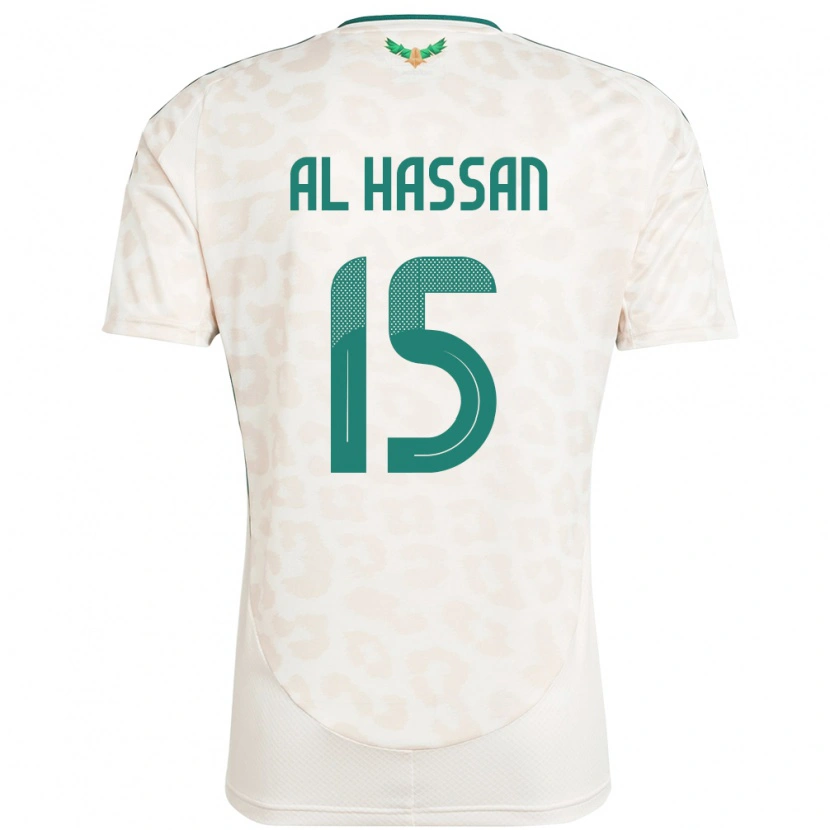 Danxen Mujer Camiseta Arabia Saudita Ali Al Hassan #15 Blanco 2ª Equipación 24-26 La Camisa
