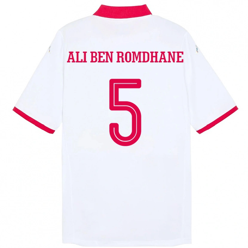 Danxen Mujer Camiseta Túnez Mohamed Ali Ben Romdhane #5 Blanco 2ª Equipación 24-26 La Camisa