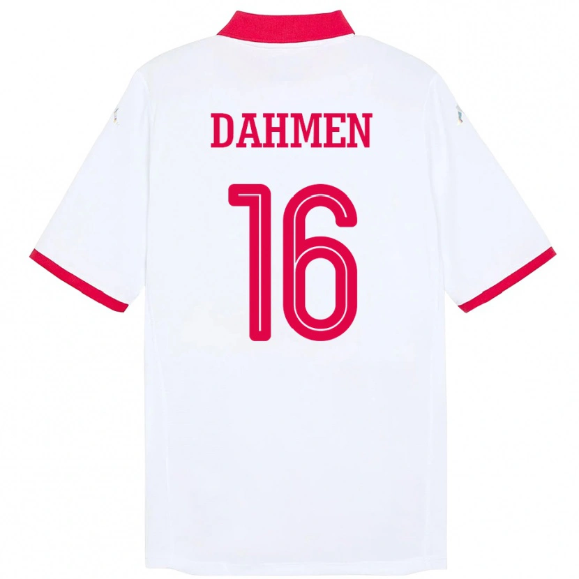 Danxen Mujer Camiseta Túnez Aymen Dahmen #16 Blanco 2ª Equipación 24-26 La Camisa