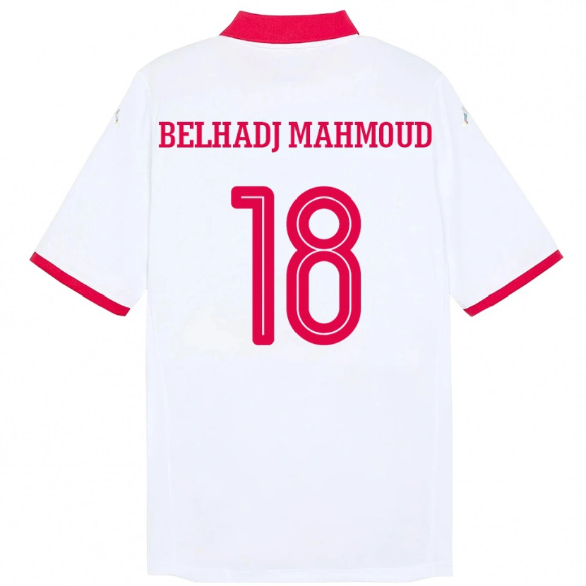 Danxen Mujer Camiseta Túnez Mohamed Belhadj Mahmoud #18 Blanco 2ª Equipación 24-26 La Camisa