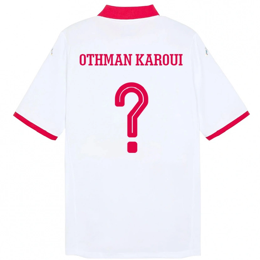 Danxen Mujer Camiseta Túnez Mohamed Othman Karoui #0 Blanco 2ª Equipación 24-26 La Camisa