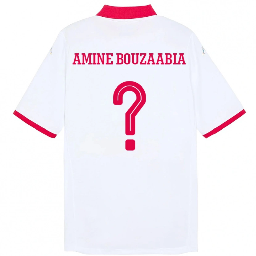 Danxen Mujer Camiseta Túnez Mohamed Amine Bouzaabia #0 Blanco 2ª Equipación 24-26 La Camisa