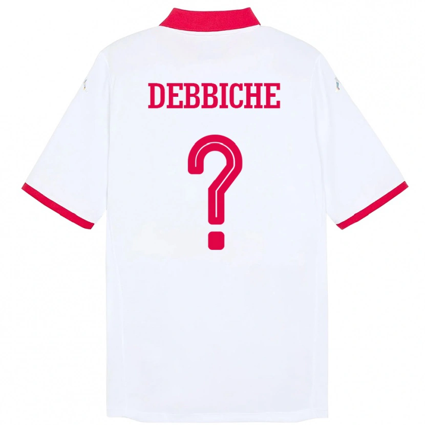 Danxen Mujer Camiseta Túnez Wael Debbiche #0 Blanco 2ª Equipación 24-26 La Camisa