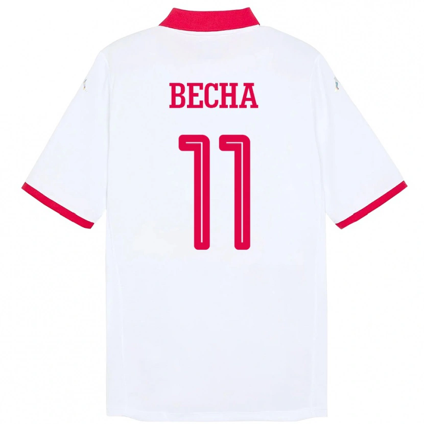 Danxen Mujer Camiseta Túnez Youssef Becha #11 Blanco 2ª Equipación 24-26 La Camisa