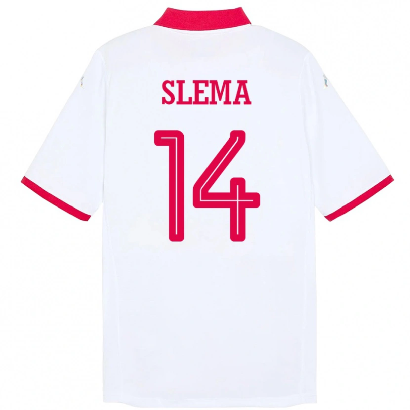 Danxen Mujer Camiseta Túnez Mazen Slema #14 Blanco 2ª Equipación 24-26 La Camisa