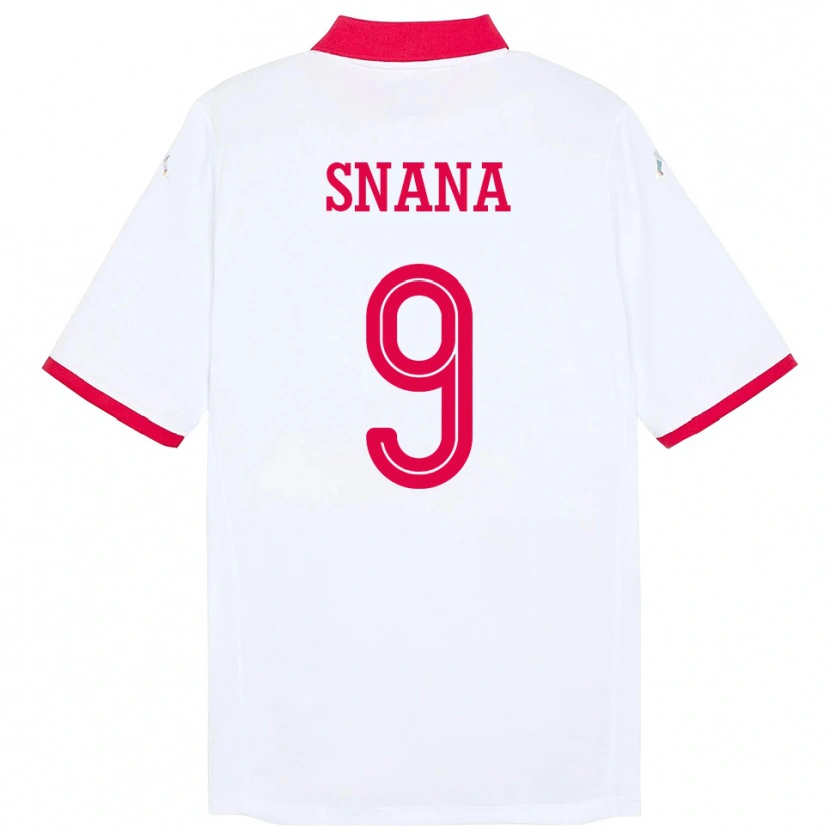 Danxen Mujer Camiseta Túnez Youssef Snana #9 Blanco 2ª Equipación 24-26 La Camisa