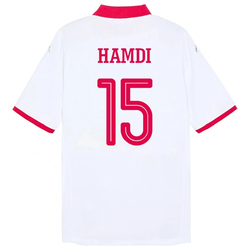 Danxen Mujer Camiseta Túnez Hanna Hamdi #15 Blanco 2ª Equipación 24-26 La Camisa