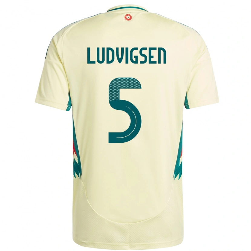 Danxen Mujer Camiseta Gales Kai Ludvigsen #5 Beige Amarillo 2ª Equipación 24-26 La Camisa