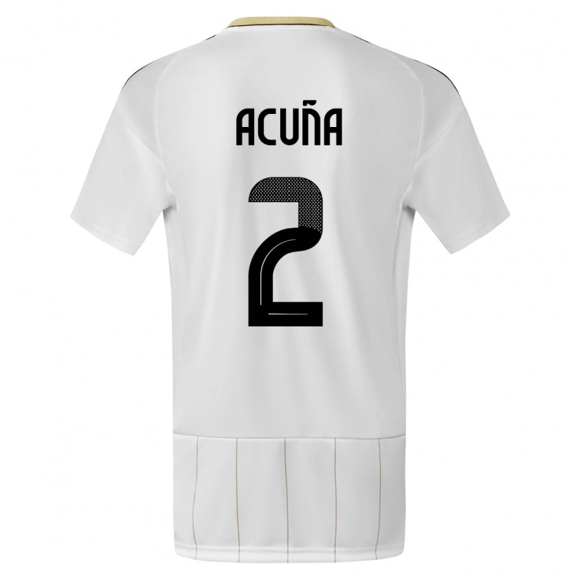 Danxen Mujer Camiseta Costa Rica Sebastián Acuña #2 Blanco 2ª Equipación 24-26 La Camisa