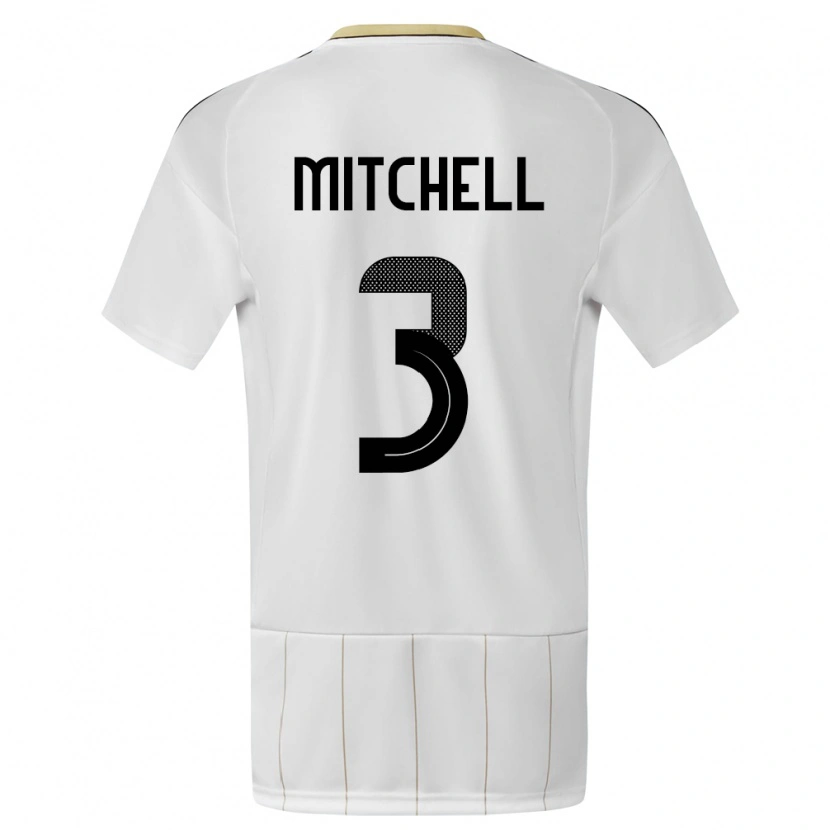 Danxen Mujer Camiseta Costa Rica Jeyland Mitchell #3 Blanco 2ª Equipación 24-26 La Camisa