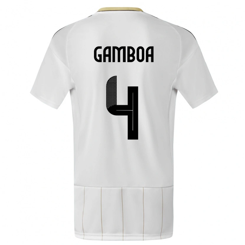 Danxen Mujer Camiseta Costa Rica Alexis Gamboa #4 Blanco 2ª Equipación 24-26 La Camisa