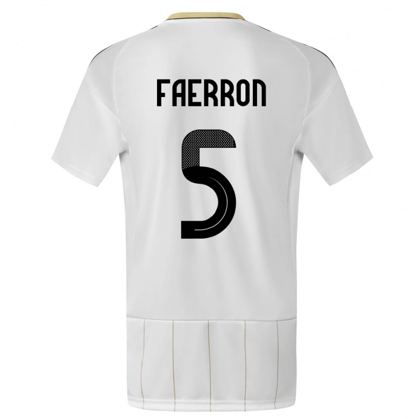 Danxen Mujer Camiseta Costa Rica Fernán Faerron #5 Blanco 2ª Equipación 24-26 La Camisa