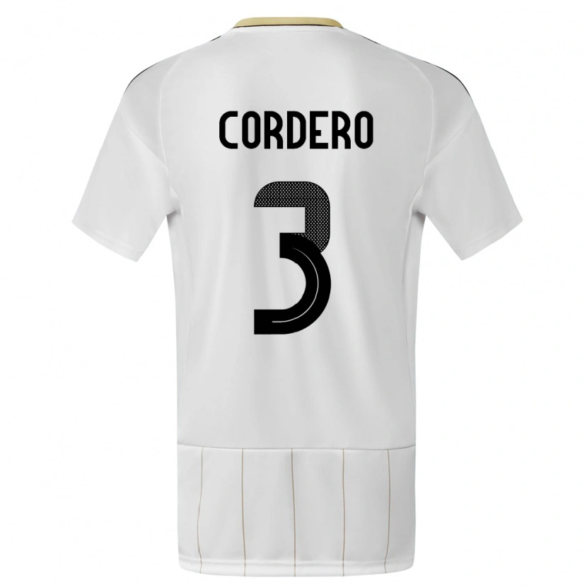 Danxen Mujer Camiseta Costa Rica Thiago Cordero #3 Blanco 2ª Equipación 24-26 La Camisa
