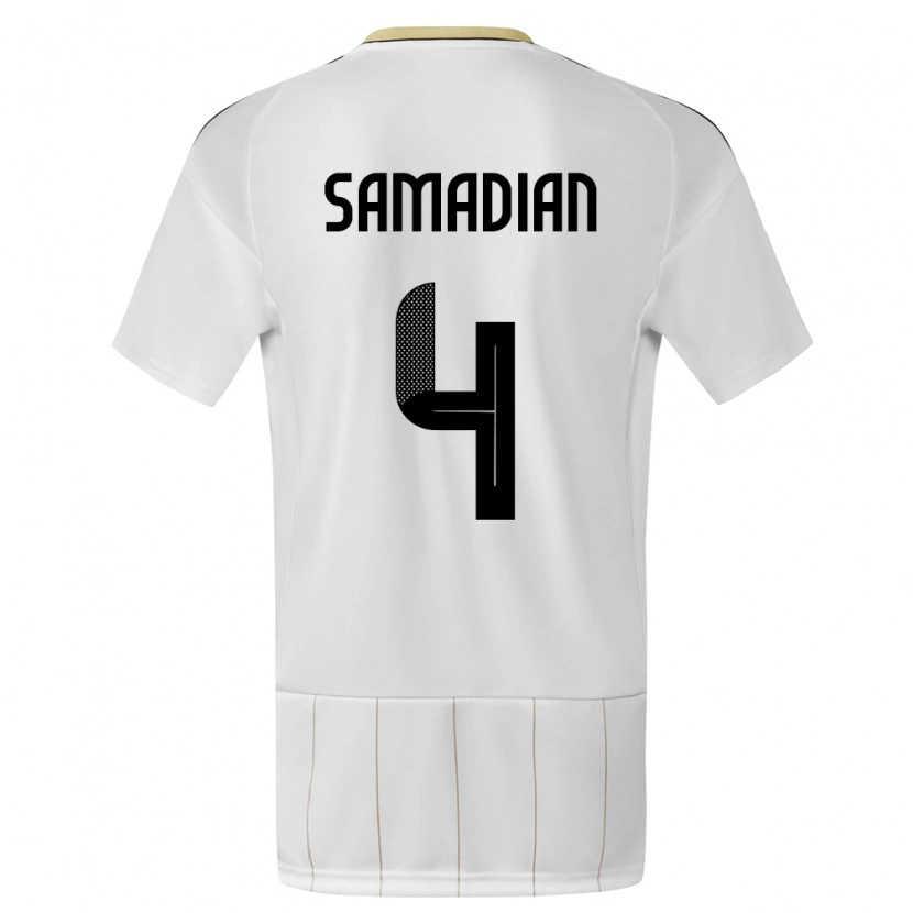 Danxen Mujer Camiseta Costa Rica Farbod Samadian #4 Blanco 2ª Equipación 24-26 La Camisa