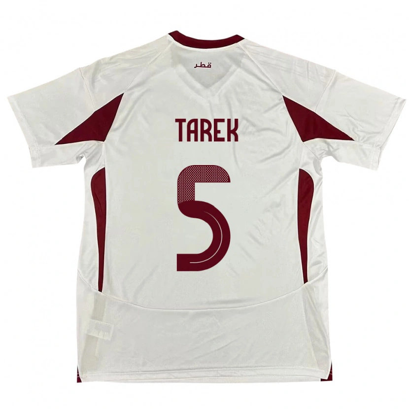 Danxen Mujer Camiseta Catar Tarek Salman #5 Blanco 2ª Equipación 24-26 La Camisa