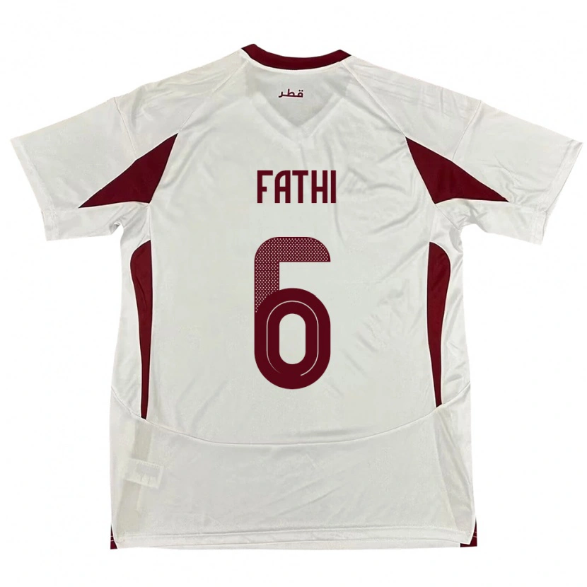 Danxen Mujer Camiseta Catar Ahmed Fathi #6 Blanco 2ª Equipación 24-26 La Camisa